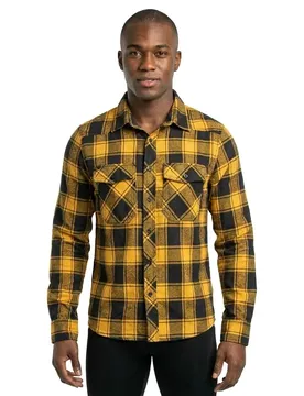 Camicia A Maniche Lunghe Check Black / Yellow M