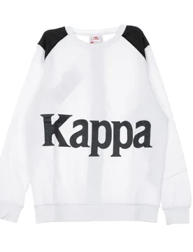Felpa Girocollo Uomo Banda Bernel White/black - Kappa - FashionsVida