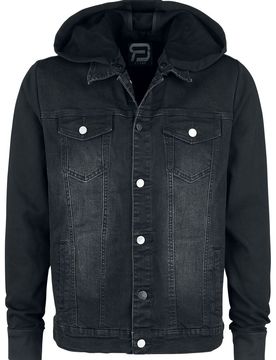 Jeansjacke für Männer schwarz "Jeansjacke mit Sweatärmeln und Kapuze" von - Männer - male