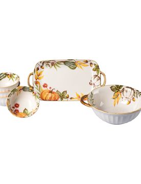 Porzellan-Set „Goldener Herbst“, 6-teilig weiss