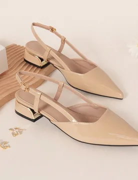 Mocasines de punta plana con correa trasera para mujer, para otoño/invierno - Shein - FashionsVida