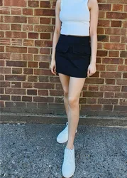 Womens Black Bow Pocket Detail Micro Mini Skirt - Size 12 Uk