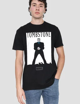 Unisex Spiderman Retro Tombstone Cover T-Shirt, Black Size: Medium - Black - Size: M - Marvel - FashionsVida