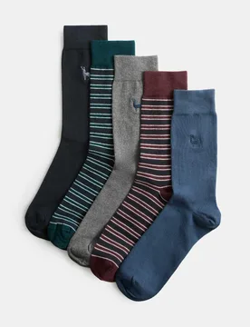 Pack Cool & Fresh™ Stag Cotton Rich Socks Multi male - M&S - FashionsVida