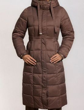 Cappotto trapuntato con cappuccio - marrone