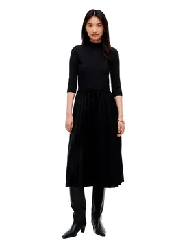 Robe Midi à Manches 3/4 Slim 5x2 Rib Mix Black XL