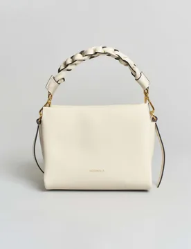 Borsa a mano Boheme Small bianca in pelle double con manico intrecciato - Coccinelle - FashionsVida