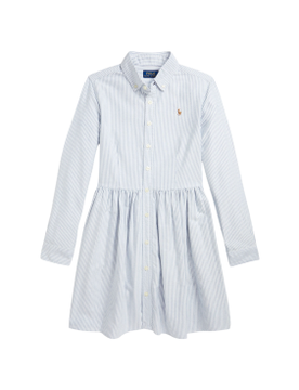 Para niña. 313934185001 Vestido camisero de algodón con rayas (7años= 130/134cm), Casual, Manga larga, moda infantil