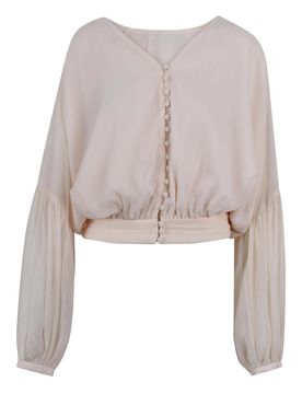 Blusa con bottoni drappeggiata