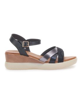 Sandali con zeppa bassa e fasce nere incrociate FW10172 37