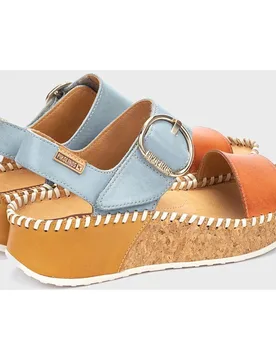 Sandalias de cuña de mujer de piel con cierre adherente - Pikolinos - FashionsVida