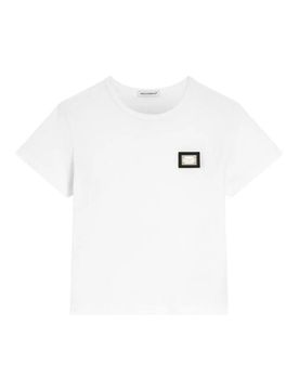 T-shirt in jersey con targhetta logo
