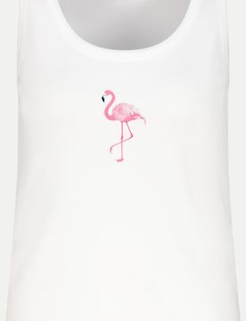 Top mit Flamingoprint Weiß 38