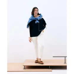 Jersey de mujer cuello barco color block