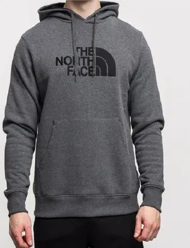Mens Drew Peak Embroidery Overhead Hoodie Grey Cotton - Size Medium - The North Face - FashionsVida