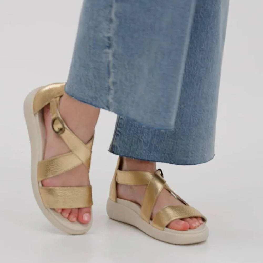 Harmony Rx Strappy Sandals - Metallic Gold - Size: 3.5 - Vionic - FashionsVida
