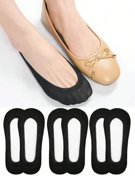Pares de calcetines invisibles de nylon ligeros y negros para mujer, calcetines tipo forro, sin costuras, antideslizantes, adecuados para ocasiones de - Shein - FashionsVida