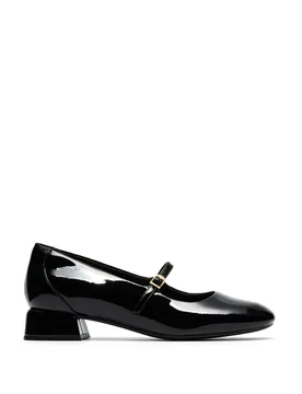 Leather Buckle Block Heel Mary Jane Shoes Black female - Clarks - FashionsVida