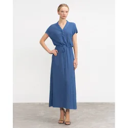 Vestido largo con cinturón del mismo tejido