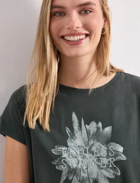 Dropped Shoulder Shirt mit Artwork female Grün - Street One - FashionsVida