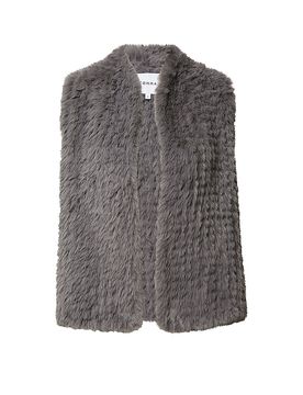 Chaleco con aspecto de piel gris L