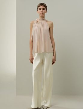 Camicia Georgette S: Elegante e Leggera con Collo a Nastro