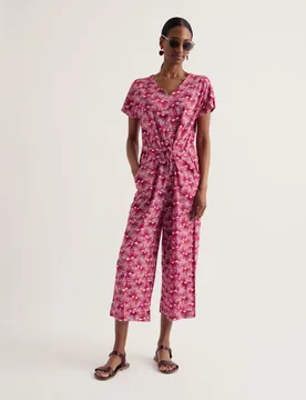 Cotton Rich Jersey V-Neck Wide Leg Jumpsuit Pink Mix female - Seasalt cornwall - FashionsVida