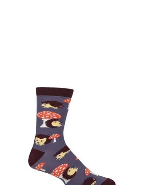Mens and Women's 1 Pair Fair Trade Hedgehog Bamboo Socks Hedgehog UK 3-7 - Multi Coloured - Size: 3-7 - Shared Earth - FashionsVida