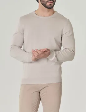 Maglia girocollo beige Pellizzari in puro cotone made in Italy - Rodolfo Pellizzari - FashionsVida