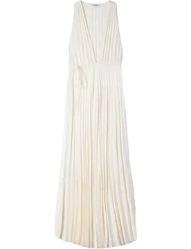 Vestido largo plisado con escote pico - sandro - FashionsVida