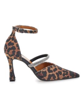 Décolleté animalier con cinturini e tacco a rocchetto 7092 38