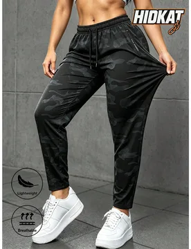 Pantalones elásticos, ligeros y transpirables para mujer para primavera, verano & otoño, con cintura con cordón y bolsillos con cremallera, adecuad - Shein - FashionsVida