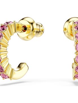 Mini Hoop Ohrringe, Rundschliff, Rosa, 18K Goldbeschichtet Unisex OS