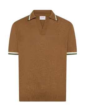 Polo uomo - polo sweater stripes details s/s - beige - Sun68 - FashionsVida