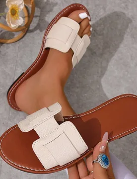 Sandalias planas casuales para mujer, estilo romano trenzado, de punta abierta, adecuadas para primavera, verano, playa, vacaciones, vestidos, uso en - Shein - FashionsVida