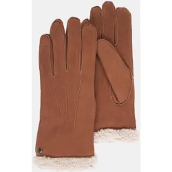 Guantes de ante en verde con puños de pelo