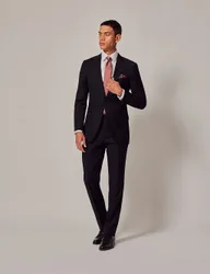 Slim Fit Pure Wool Twill Suit Jacket Black male