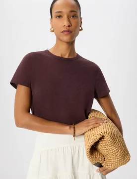 Pure Cotton Crew Neck T-Shirt Plum female - Whistles - FashionsVida