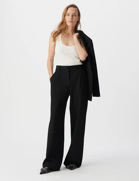 Pantalón de vestir de mujer ancho de punto milano - IKKS - FashionsVida