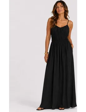 Vestido largo con escote de pico - Vila - FashionsVida