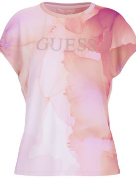 T-shirt rosa logo strass W5RI09 K68D2 F0D9