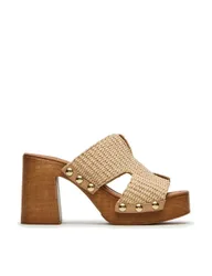 Woven Block Heel Sandals Beige female