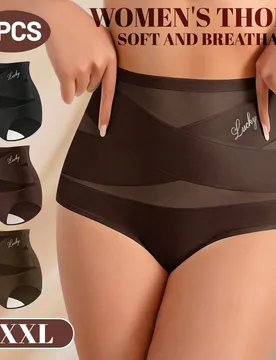 Piezas Bragas moldeadoras de cintura alta para mujer, bragas sin costuras con control de abdomen, malla transpirable con diseño cruzado, que estiliza - Shein - FashionsVida