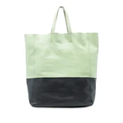 Bicolor Leather Vertical Cabas Tote