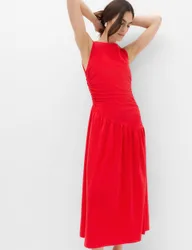 Jersey Ruched Midaxi Drop Waist Dress Chilli female