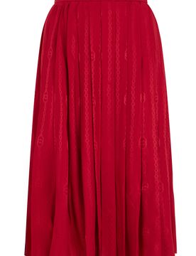 High-Waist Pleated Silk Twill Maxi Skirt
