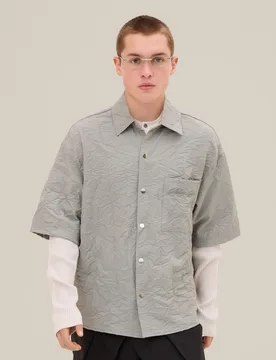 Chemise Manches Courtes Effet Froissé Xl Gris - Bershka - FashionsVida