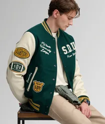 Superdry Herren Vintage Patched Varsity Jacke Green - Größe: XL