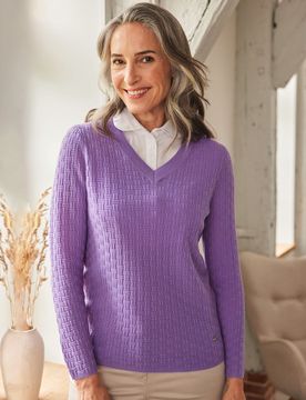 Woll-Pullover Struktur - Lila - female - Size: 38