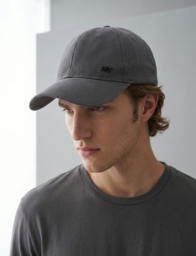 Cappellino in cotone con visiera - grigio scuro